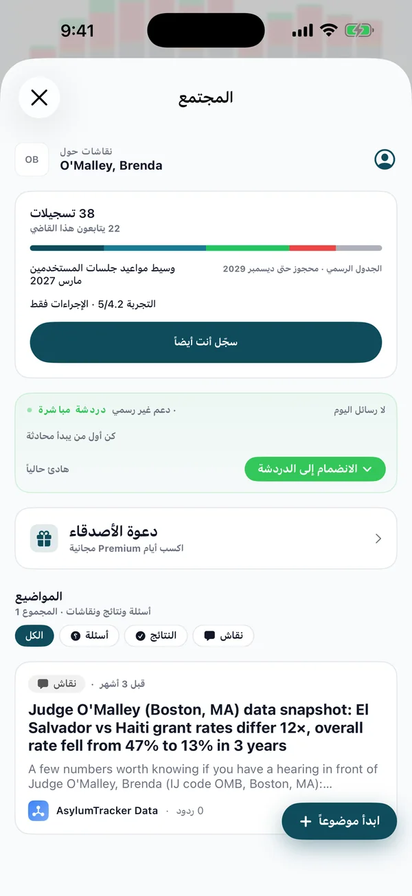 مشاركات المجتمع حول أحد القضاة