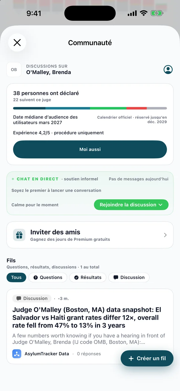 Retours de la communauté pour un juge