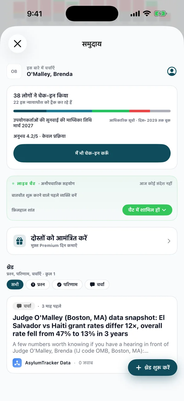 किसी न्यायाधीश के लिए समुदाय के चेक-इन